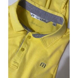Travis Mathew National Mens Large Yellow Polo Golf Short Sleeve  Shirt